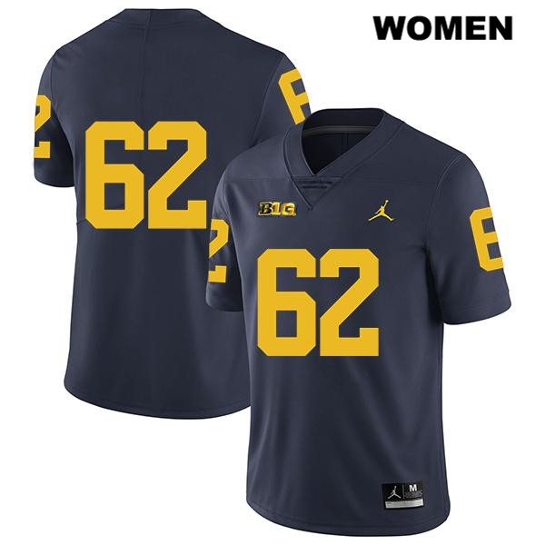 Women's NCAA Michigan Wolverines Mica Gelb #62 No Name Navy Jordan Brand Authentic Stitched Legend Football College Jersey EL25M71RZ